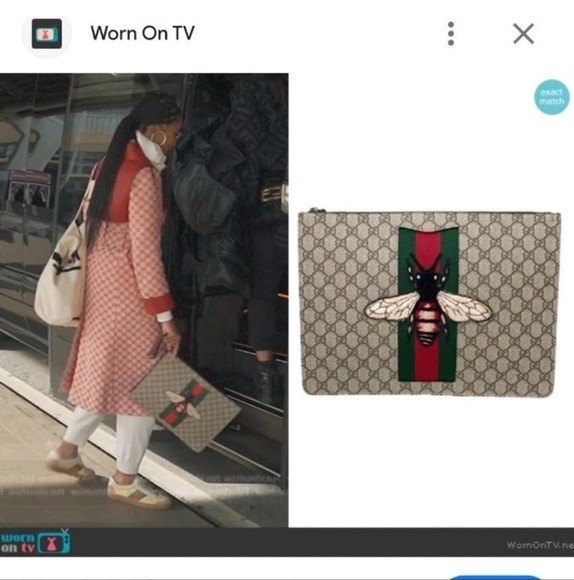 Authentic GUCCI Vintage Y2K Bee Pochette GG Supreme Wristlet Large Monogram Bag - Picture 3 of 15